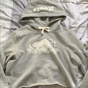 Cropped Light Grey Roots Hoodie